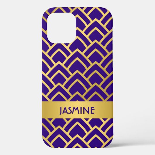 Gold Paarse Art Deco Geometric Pattern personalise Case-Mate iPhone Case (Achterkant)
