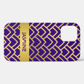 Gold Paarse Art Deco Geometric Pattern personalise Case-Mate iPhone Case (Achterkant (horizontaal))