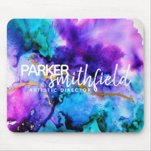 Gold Paarse Blue Waterverf Muismat