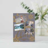 Gold Paarse Cheers op nieuwjaarsfoto Briefkaart (Staand voorkant)