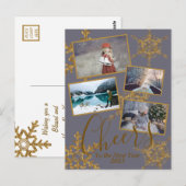 Gold Paarse Cheers op nieuwjaarsfoto Briefkaart (Voorkant / Achterkant)