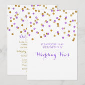 Gold Paarse Confetti Vow Renewal Uitnodiging (Voorkant / Achterkant)