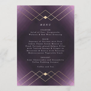 Gold Paarse Elegance Diamond Geo Deco Wedding Menu