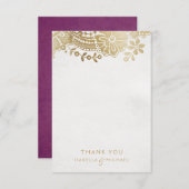 Gold paarse elegante bruidvlek bedankt (Voorkant / Achterkant)