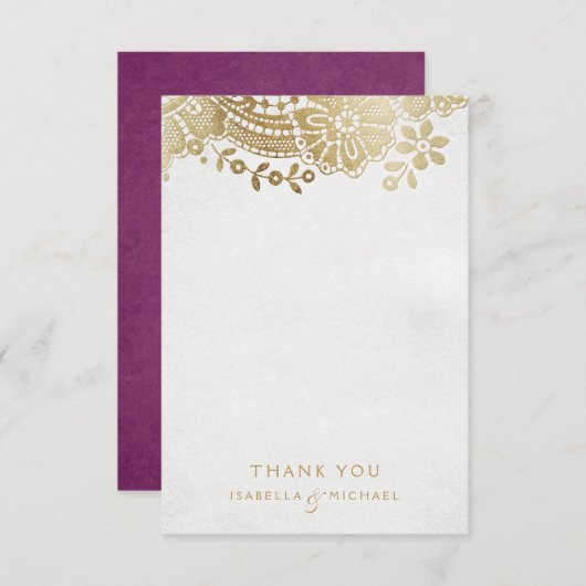 Gold paarse elegante bruidvlek bedankt (Voorkant / Achterkant)