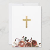 Gold Paarse Floral Baptism Invitation Kaart (Achterkant)