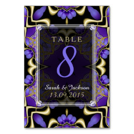 Gold Paarse satin Magic Wedding Table Number Kaart