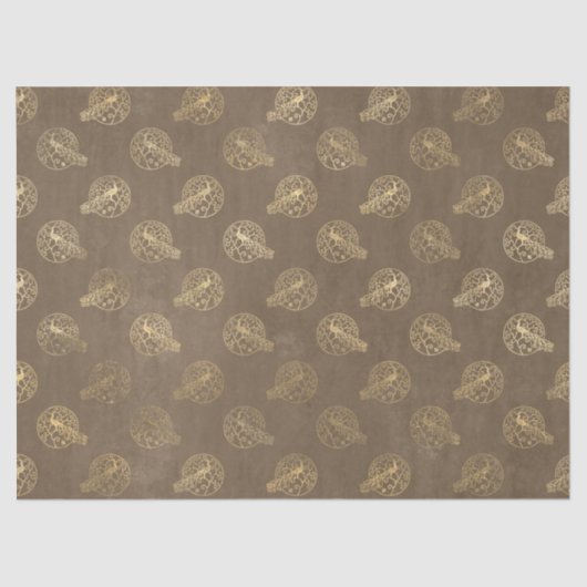 Gold  packs op bruine ontkoppeling tissuepapier (Voorkant)