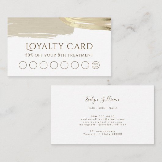 Gold Paint Brush Strokes loyaliteitskaart Visitekaartje (Voorkant / Achterkant)