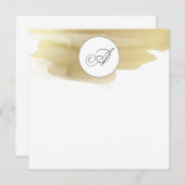 Gold Paint Smudge Monogram Flat NoteCard Notitiekaartje (Voorkant / Achterkant)