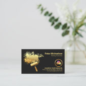 Gold Paint Splatter Roller Penseel verven Visitekaartje (Staand voorkant)