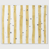 Gold Painted Stripes Black Waterverf Stip Pattern Cadeaupapier (Vlak)