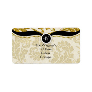 Gold Paisley Damask Adresetiketten Etiket
