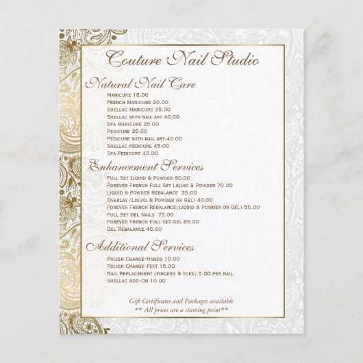 Gold paisley Lace White Achtergrond Flyer (Voorkant)