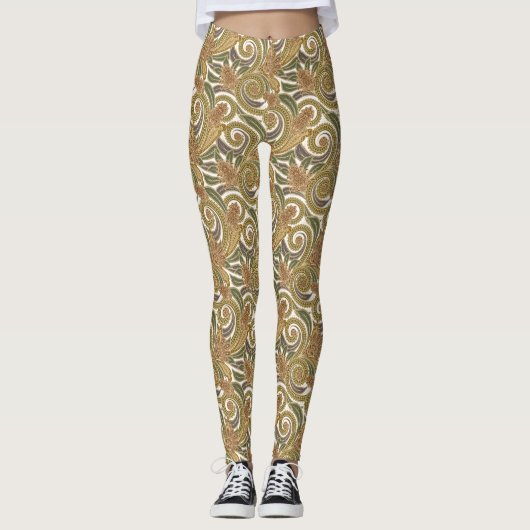 Gold Paisley Leggings (Voorkant)