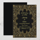 Gold Paisley Line Art Wedding Invitation Kaart (Voorkant / Achterkant)