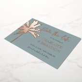 Gold Palm Beach Weddenschap Save the Date Folie Uitnodiging (Gedraaid)