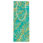 Gold Palm Fronds op Turquoise Wijn Cadeautas (Achterkant)