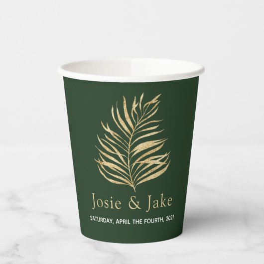 Gold palm leaf bruiloft en datumpapierbekertjes papieren bekers (Links)