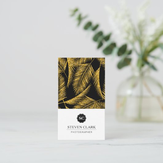 Gold Palm Leaf Pattern Visitekaartje (Staand voorkant)