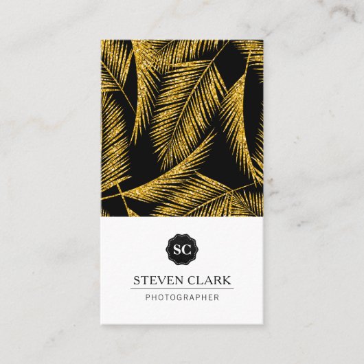 Gold Palm Leaf Pattern Visitekaartje (Voorkant)