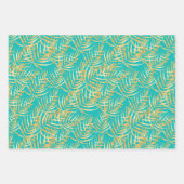 Gold Palm Leaves op Turquoise Inpakpapier Vel (Voorkant 3)