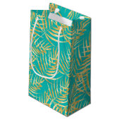 Gold Palm Leaves op Turquoise Klein Cadeauzakje (Achterkant Gekanteld)