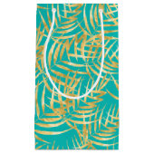 Gold Palm Leaves op Turquoise Klein Cadeauzakje (Voorkant)