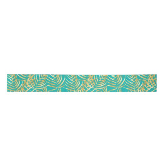 Gold Palm Leaves op Turquoise Lint (Voorkant)