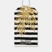 Gold Palm op zwarte en witte strepen Cadeaulabel (Voorkant)