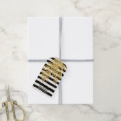 Gold Palm op zwarte en witte strepen Cadeaulabel (Met Touw)