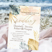 Gold Palm Plage Feuille Mariage Invitation