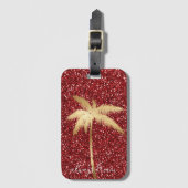 Gold Palm Tree Dream Red Glitter Bagagelabel (Voorkant (verticaal))