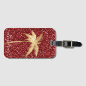 Gold Palm Tree Dream Red Glitter Bagagelabel (Voorkant (horizontaal))
