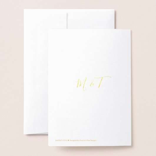 Gold Palm Tree Elegant Script Weddenschap Folie Kaarten (Met envelop)
