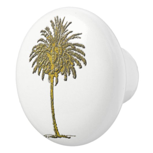 Gold Palm Tree en uw kleur Keramische Knop (Rechts)