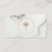 Gold Palm Tree Logo Marble Motif Carte de visite (Devant)