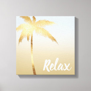 Gold Palm Tree Ombre Canvas Afdruk