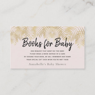 Gold Palm Tree Roze Baby shower Book Request Visitekaartje