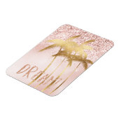 Gold Palm Trees Pink Ombre Glitter Dream Magneet (Linkerzijde)