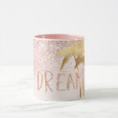 Gold Palm Trees Pink Ombre Glitter Dream Mok (Midden)
