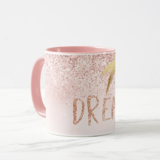 Gold Palm Trees Pink Ombre Glitter Dream       Mok (Voorkant links)