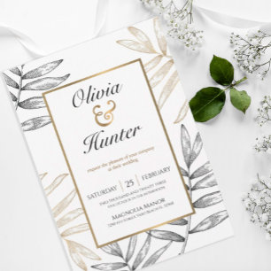 Gold Palm Tropical Destination Mariage Invitation