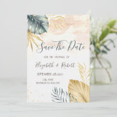 Gold Palm verlaat Waterverf op datum opslaan Save The Date (Staand voorkant)