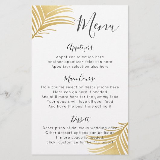 Gold Palm verliet het menu van de "Beach Destinati (Voorkant)
