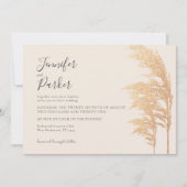 Gold Pampas Boho Rustique Woodsy Faire-part de mar (Devant)