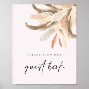 Gold Pampas Grass Guest Book Wedding Sign C100 Poster