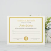 Gold Paper Certificate of Authenticity-Sjabloon Briefhoofd (Staand voorkant)