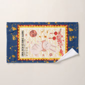 Gold Papercut 2023 Rabbit chinois Nouvel An bleu (Serviette à main)