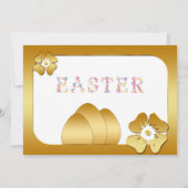 Gold Pâques Brunch Invitation à la chasse aux oeuf (Dos)